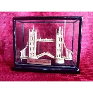 Vintage Carved Cork London Bridge Sculpture Hand Carved Black Laquer